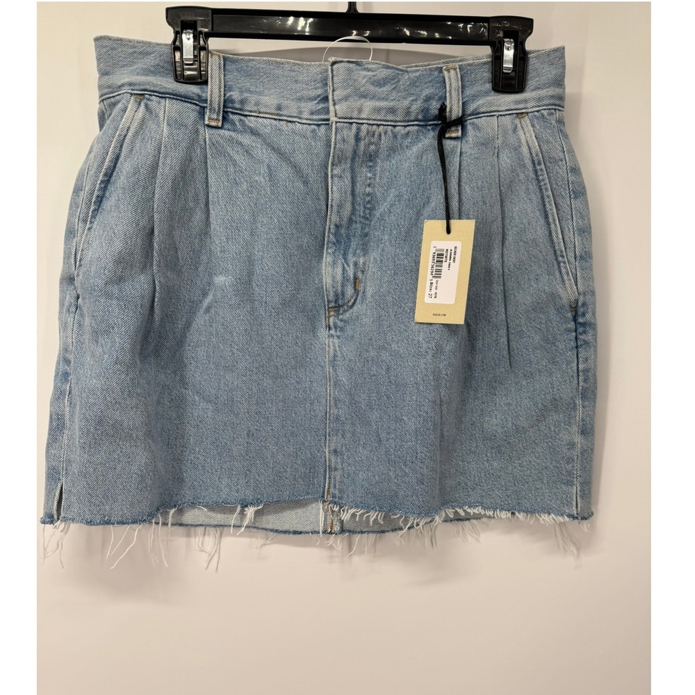 AGOLDE Los‎ Angeles Becker Denim Skirt Raw Hem Light Wash Women's Size 27